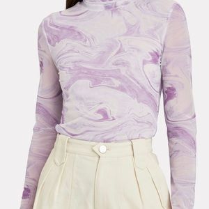 GANNI Marble Mesh Turtleneck